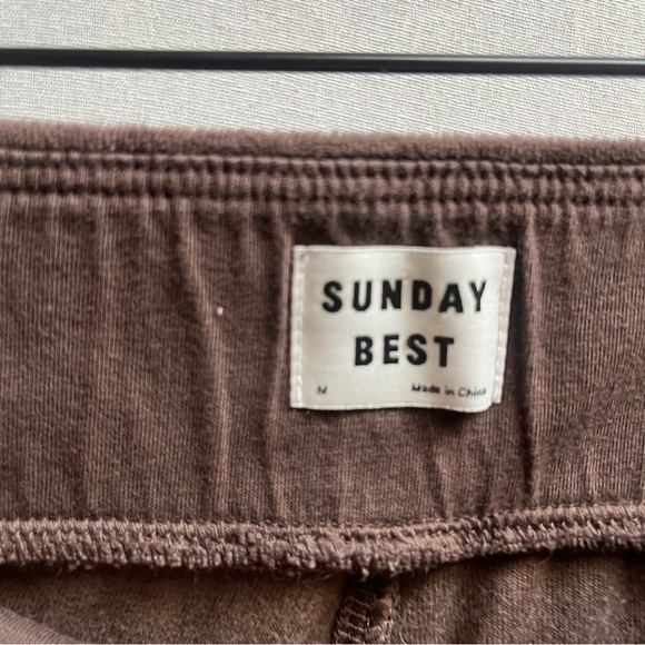 Sunday Best Aritzia Velour Brown Jogger Pants Sz M - Picture 4 of 9